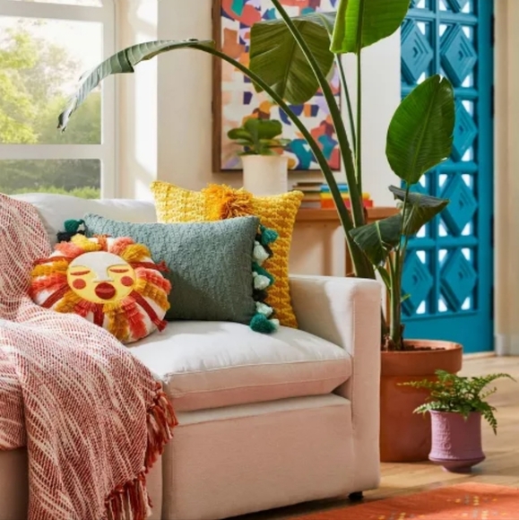 Opalhouse Jungalow 14" Round Toss Pillows, Embroidered Sun - Picture 2 of 4